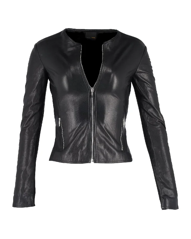 Wool Pants Fendi Biker Jacket in Black Leather