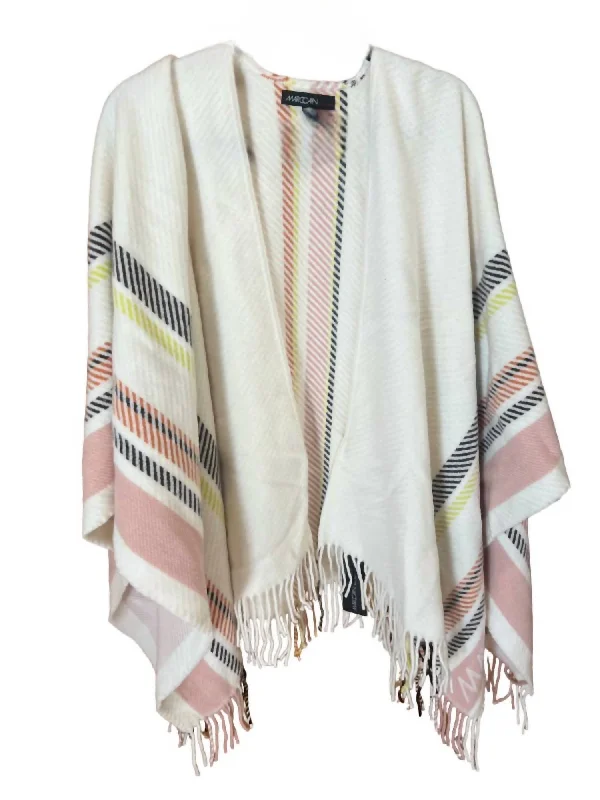 Relaxed Wardrobe Fringe Cape In Winter White