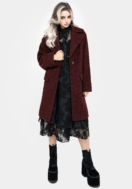 Sporty Essentials Gorgon Bouclé Oversized Coat - Red