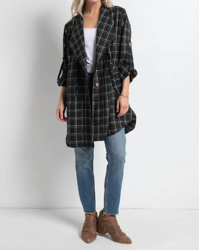 Effortless Style Harper Plaid Layering Jacket In Black