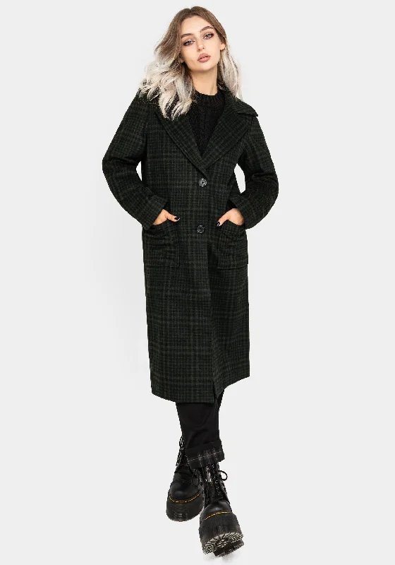 Sporty Looks Jackdaw Check Wool Blend Duster Coat
