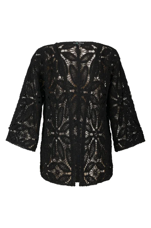 Street Shorts Summer ready Cotton Crochet Jacket | BLACK | 0503A1