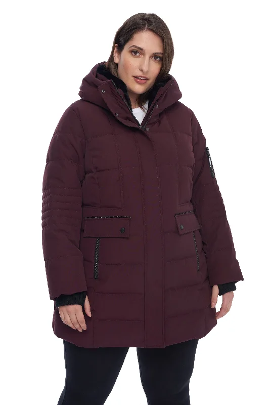 Comfortable Layers KOOTNEY PLUS | WOMEN'S VEGAN DOWN (RECYCLED) MID-LENGTH PARKA (PLUS SIZE)