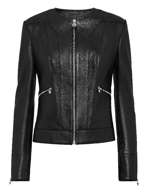 Everyday Essentials Leather Biker Jacket LS