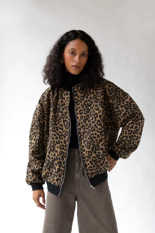Layered Outfits LEOPARD PRINT BOMBER JACKET