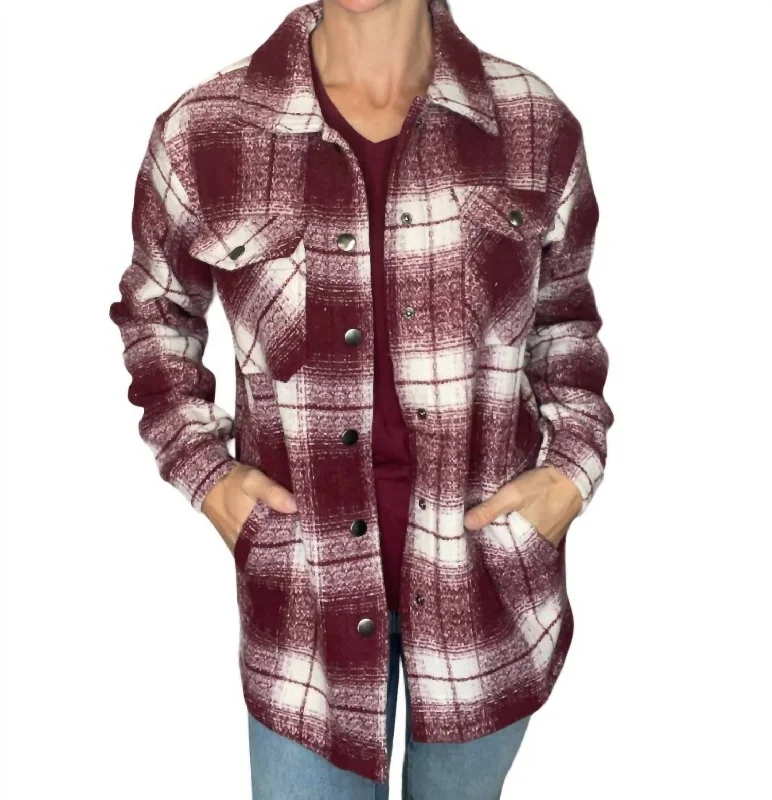 Sporty Chic Norah Plaid Shaket In Burgundy