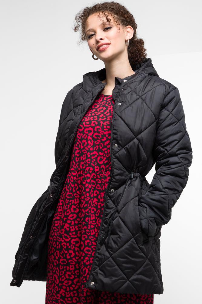 Leather Sneakers Quilted Puffer Coat Black