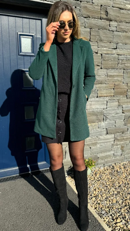 Relaxed Layers Rosario Forest Green Collared Coat