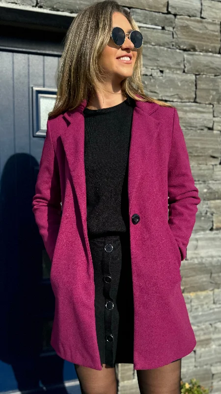 Smart Outfits Rosario Raspberry Pink Collared Coat