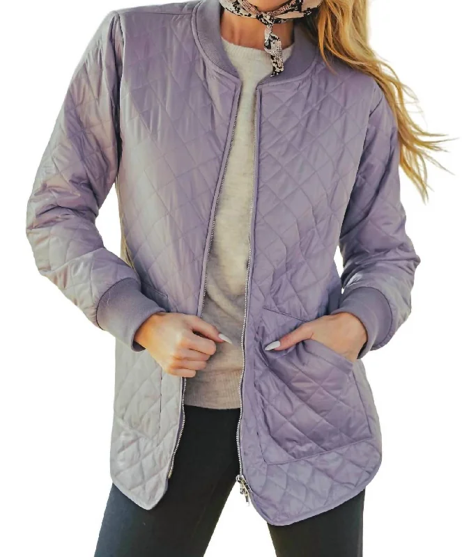 Denim Shirts Shauna Quilted Bomber Jacket In Lilac