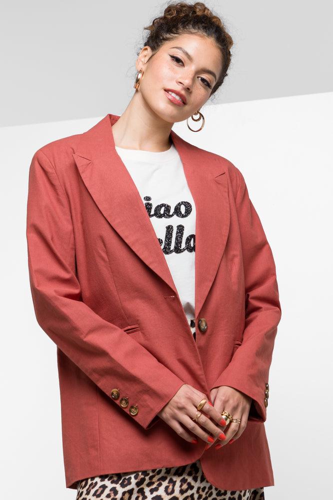 Funky T-shirts Single Breasted Blazer Dark Pink