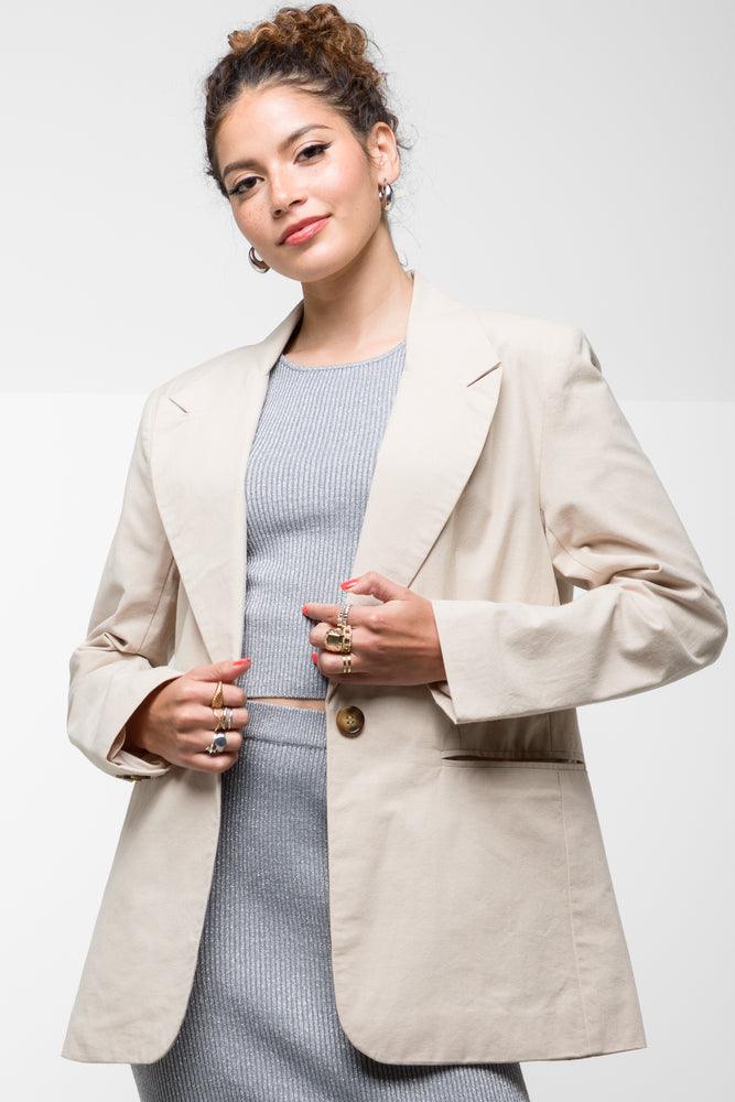Sporty Blazers Single Breasted Blazer Natural