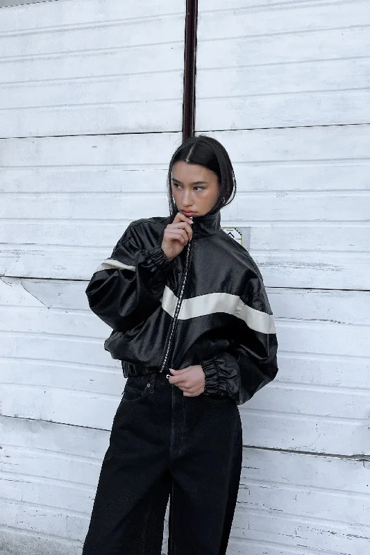 Street Style VEGAN LEATHER MOCKNECK RACER JACKET