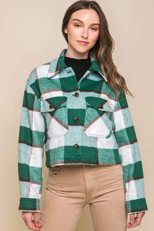 Heavy Coats Yarn Dyed Plaid Button Up Jacket