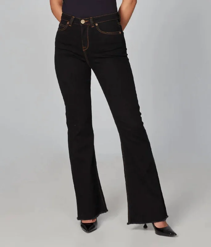 Varsity Jackets Alice High Rise Flare Jean In Forever Black