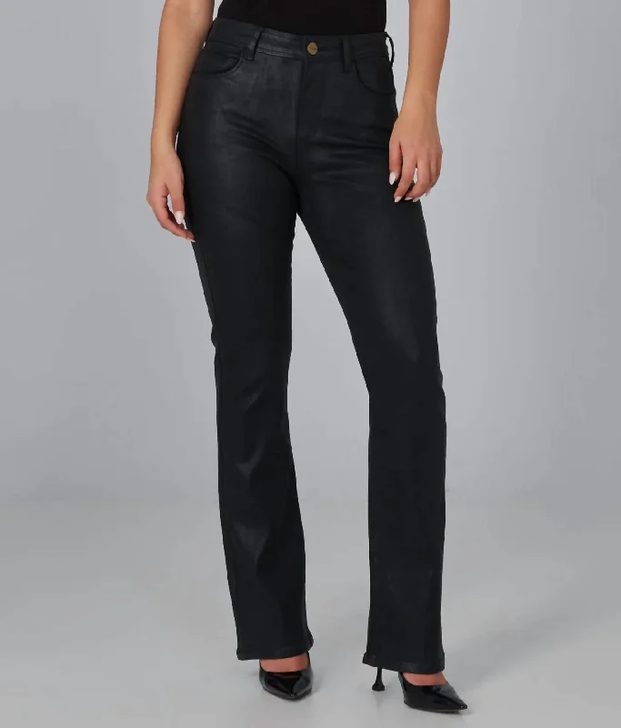 Stylish Trousers Billie High Rise Bootcut Jeans In Coated Black