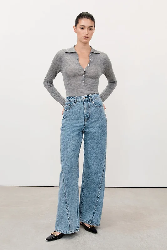 Outdoor Gear CARSON MID BLUE WIDE LEG JEAN