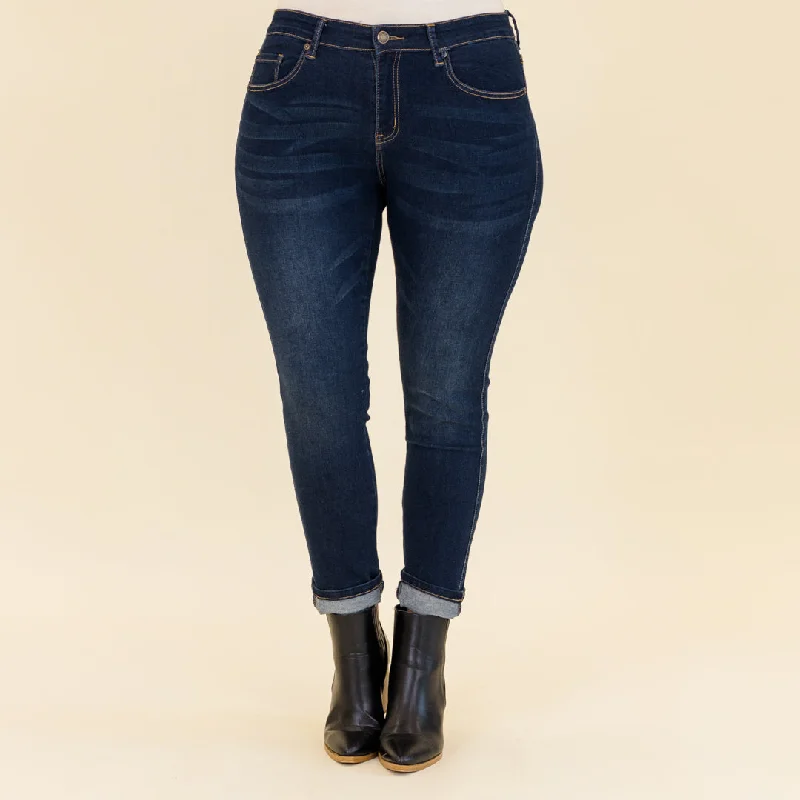 Fashion Vests Casting Shadows Skinny Jeans, Dark Wash