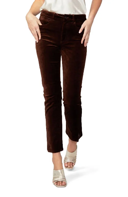 Easygoing Fashion Cindy Velvet Jean In Chicory Coffee