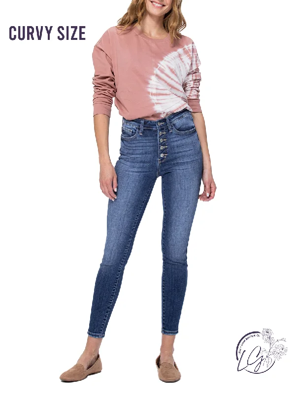 Comfortable Outfits Curvy Frankie High-Rise Button Fly Skinny by Judy Blue