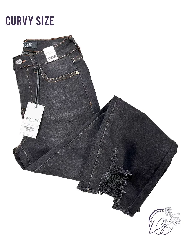 Formal Jackets Curvy Leighton High-Rise Distressed Crop Straight by Judy Blue