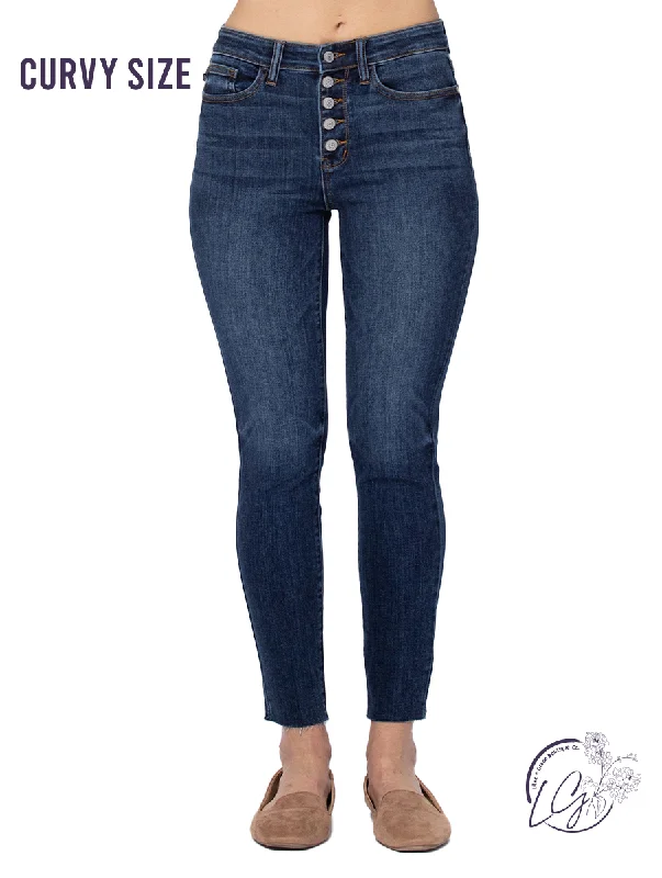 Designer Scarves Curvy Mia High-Rise Button Fly Skinny by Judy Blue