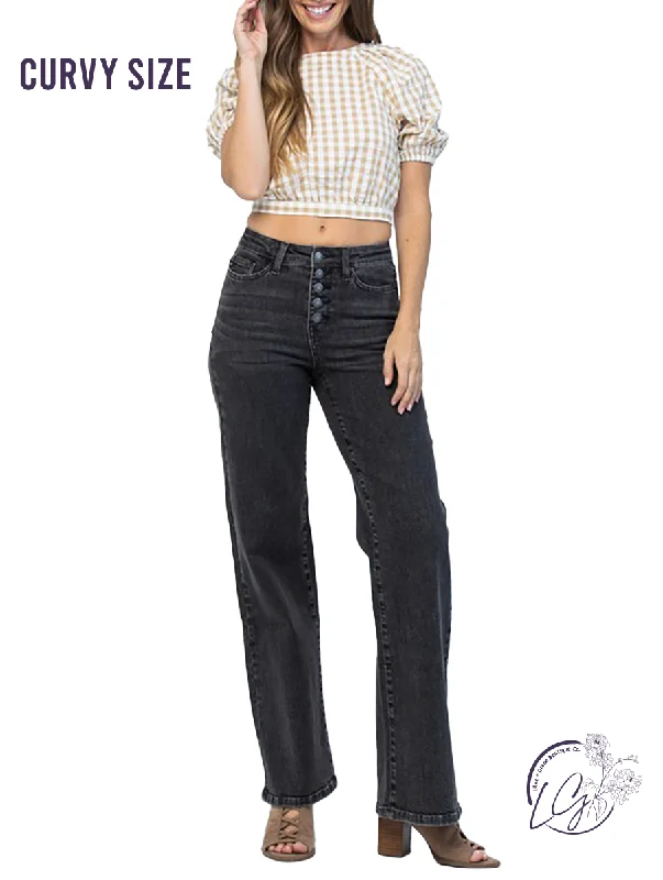 Practical Clothing Curvy Nellie High-Rise Button Fly Trouser by Judy Blue