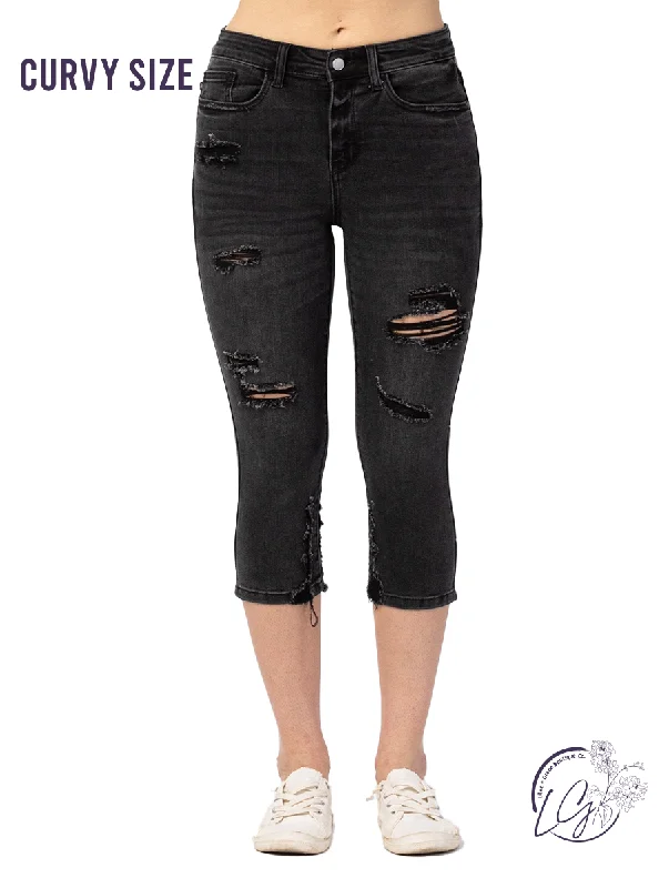 Fashion Accessories Curvy Remi High-Rise Distressed Capri by Judy Blue