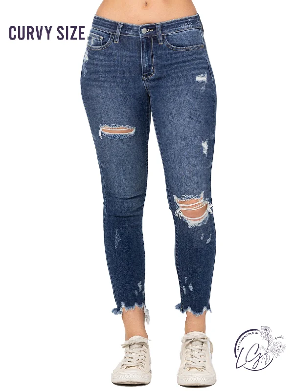 Comfortable Shoes Curvy Rosie Mid-Rise Distressed Skinny by Judy Blue