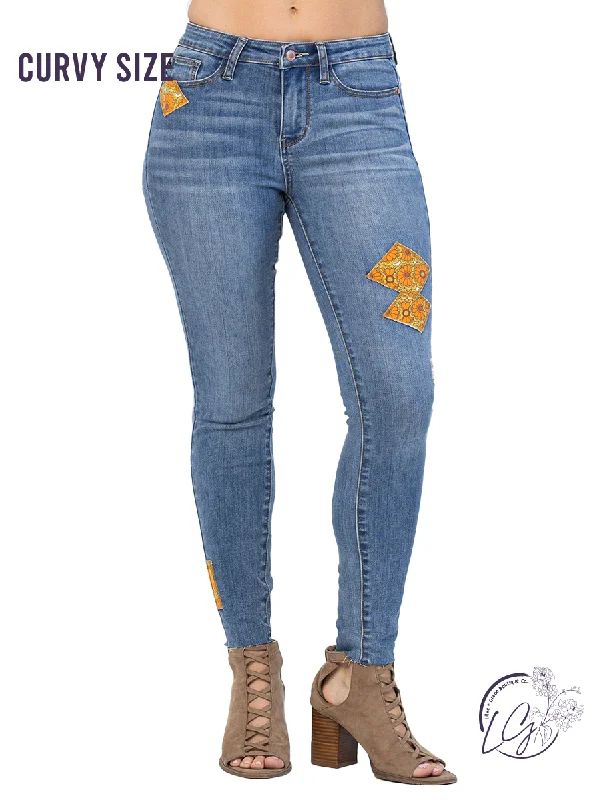 Fleece Jackets Curvy Sasha Mid-Rise 70's Patch Skinny by Judy Blue