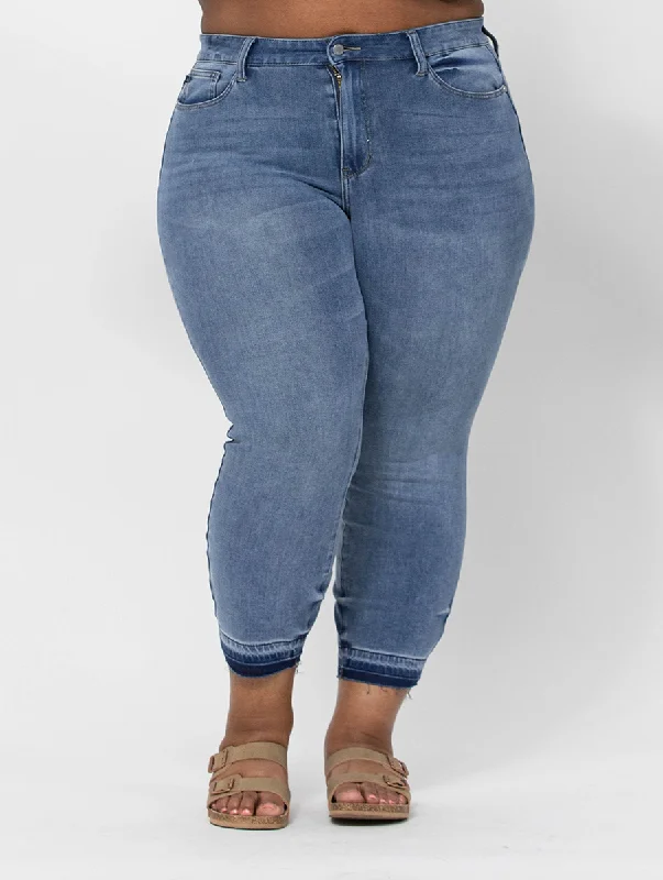 Hiking Boots Curvy Danielle Undone Hem Boyfriend Jean By Judy Blue