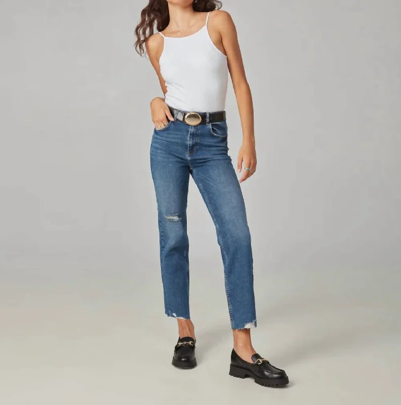Comfortable Pants Denver High Rise Straight Jean In Dim Sky