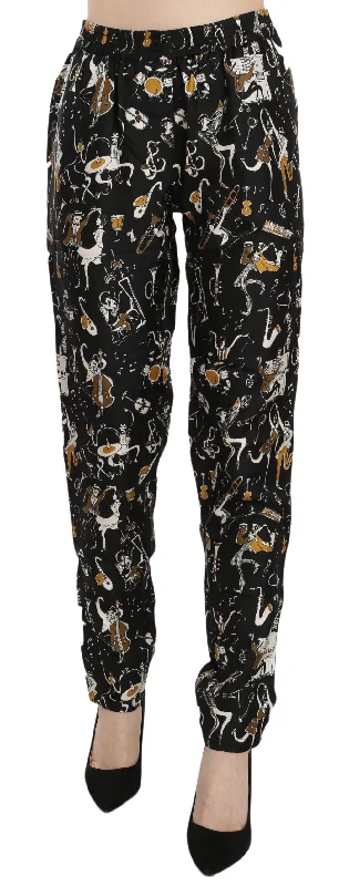 Practical Looks Dolce & Gabbana Elegant High Waist Tape Silk Women's Pants