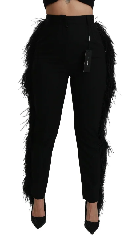 Simple Apparel Dolce & Gabbana Elegant High Waist Wool Blend Women's Pants