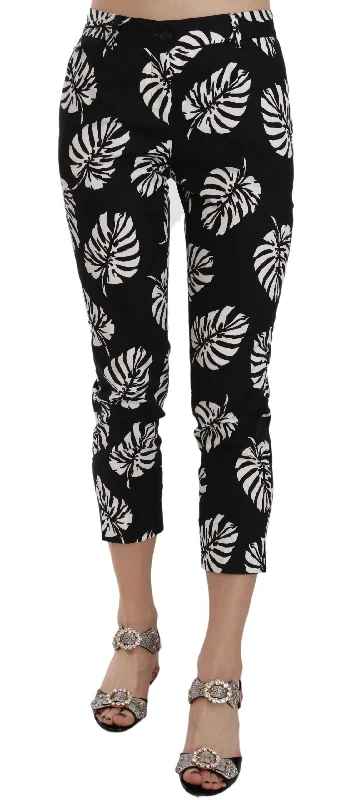 Effortless Gear Dolce & Gabbana Elegant Skinny Capri With Palm Women's Print