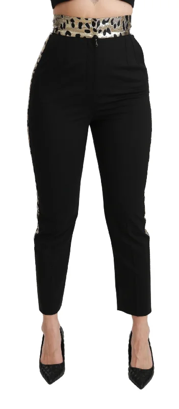 Winter Coats Dolce & Gabbana  Leopard Jacquard High Waist Women's Pants