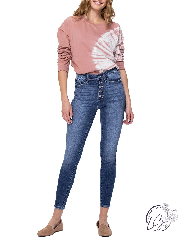 Leather Bags Frankie High-Rise Button Fly Skinny by Judy Blue