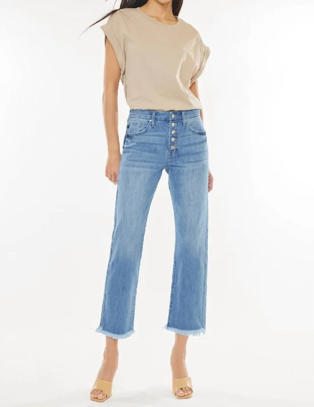 Tailored Blazers High Rise Straight Leg Jeans In Blue