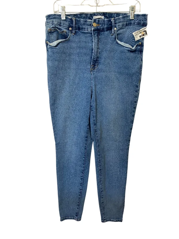 Lounge Wear Jeans Skinny By Good American In Blue Denim, Size: 16