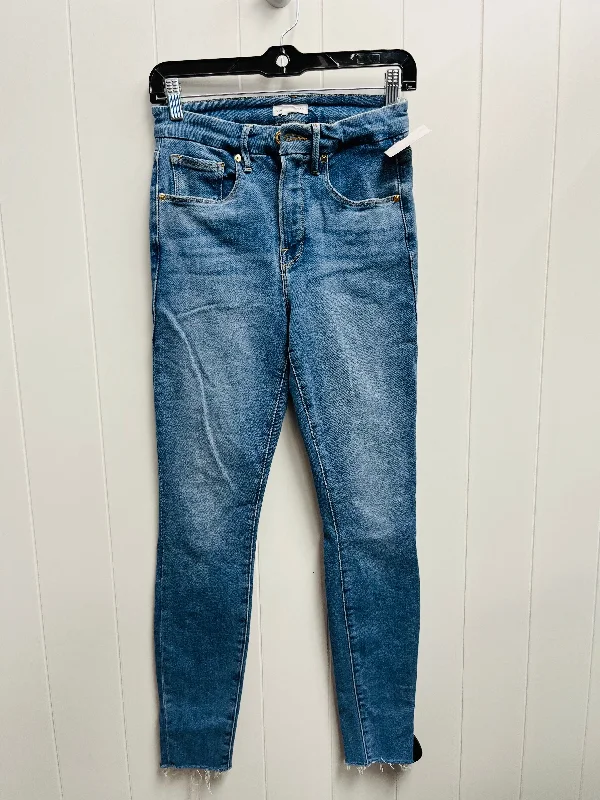 Designer Belts Jeans Skinny By Good American In Blue Denim, Size: 4