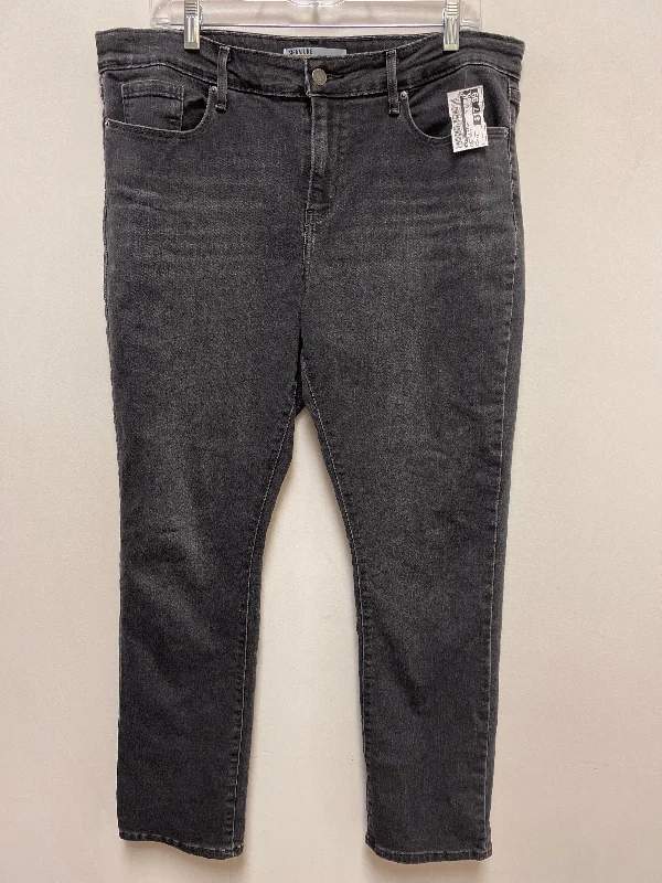 Casual Trousers Jeans Straight By Levis In Grey Denim, Size: 14