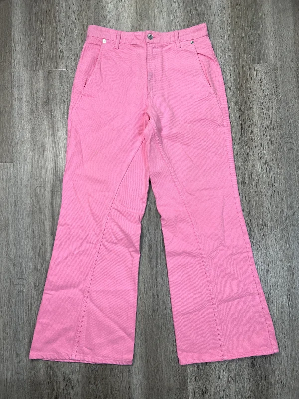 Designer Pants Jeans Wide Leg By Zara In Pink Denim, Size: 6