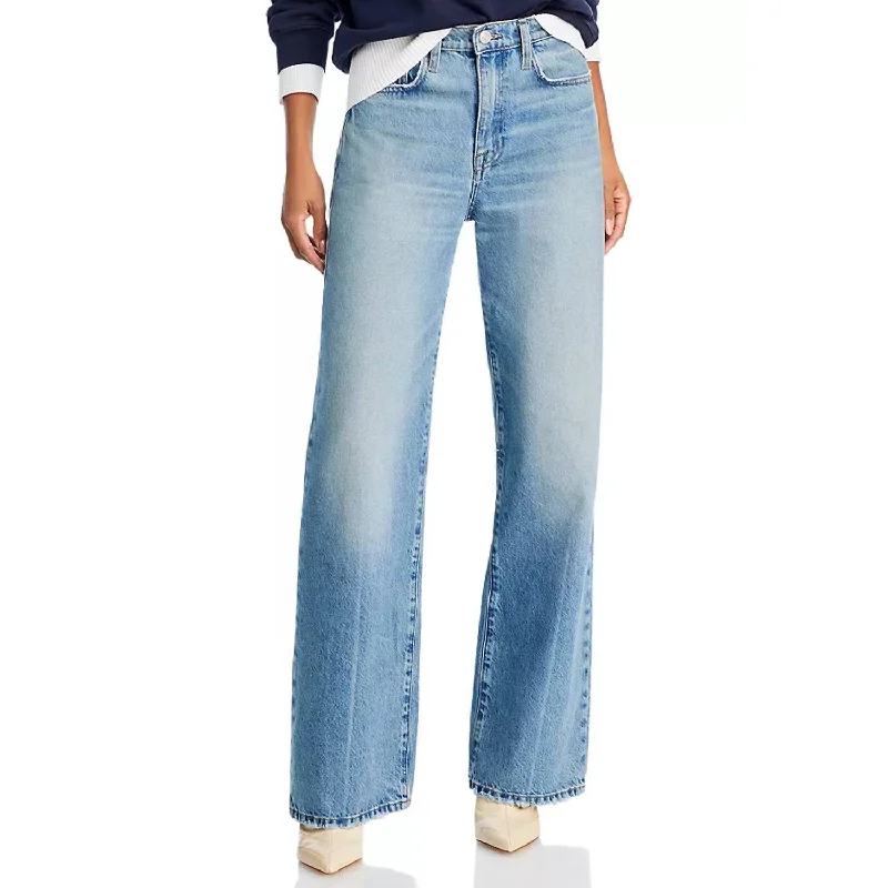 Techwear Fashion Le Jane High Rise Wide Leg Jeans In Varsity Blues