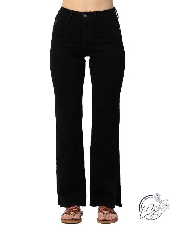 Relaxed Wear Lena High-Rise Slit Hem Straight by Judy Blue