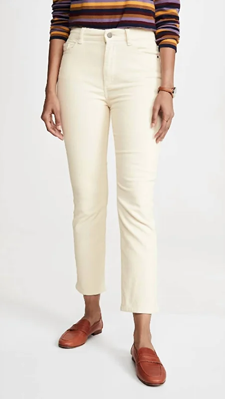 Vintage Fashion Mara Straight Corduroy In Meringue