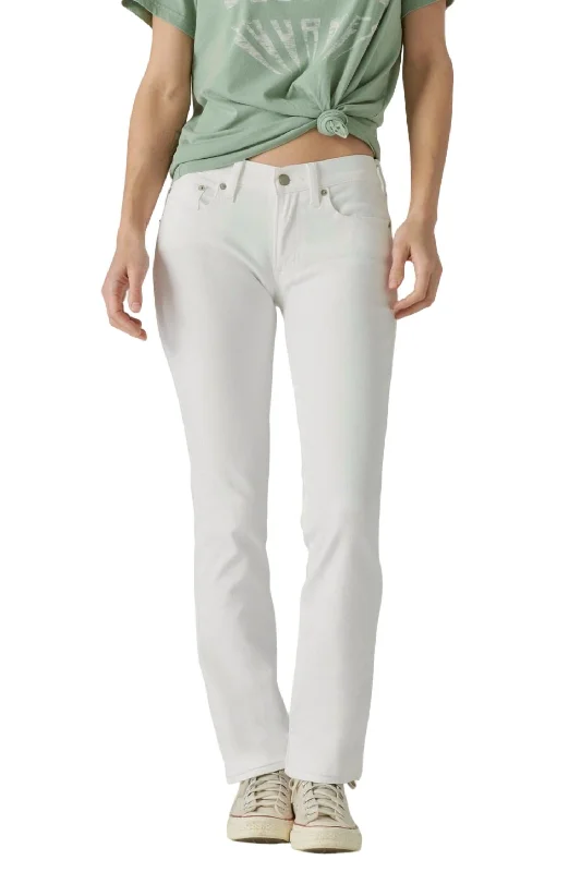 Business Attire Mid Rise Sweet Straight Jeans In White