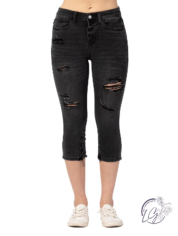 Leather Pants Remi High-Rise Distressed Capri by Judy Blue