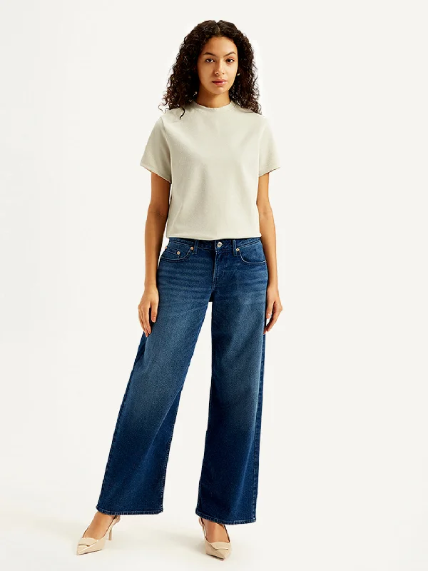 Street-Friendly Wear Women's Low Rise Loose Fit Blue Jeans