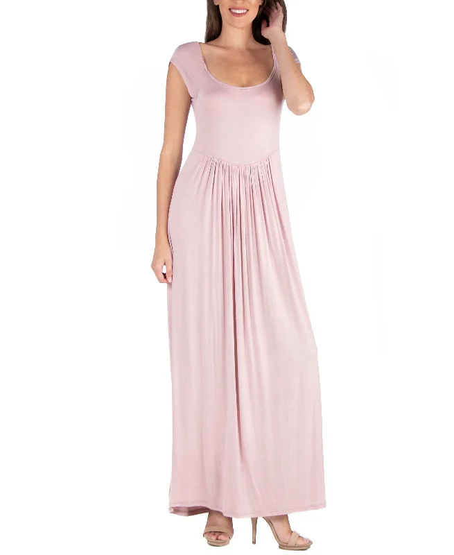 Stylish Polos 24seven Comfort Apparel Maxi Dress With Round Neck Empire Waist