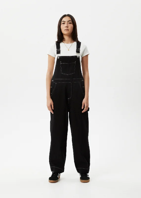 Cozy Sweatshirts AFENDS Womens Louis - Baggy Overalls - Washed Black